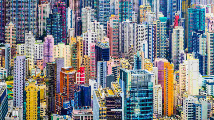 Hong Kong China dense city-scape offices