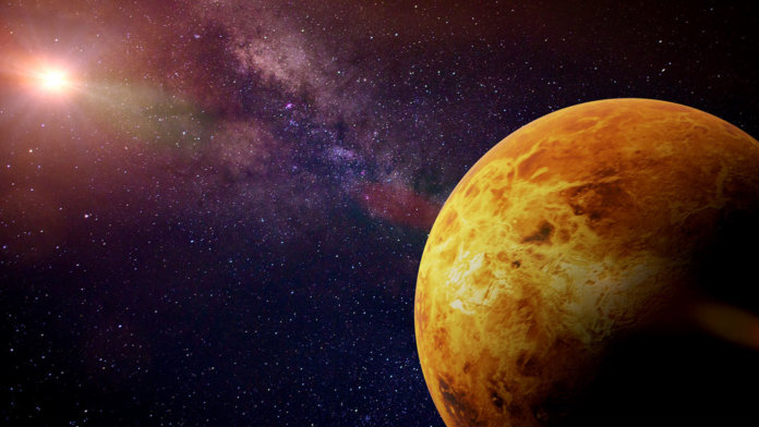 Venus in star field background