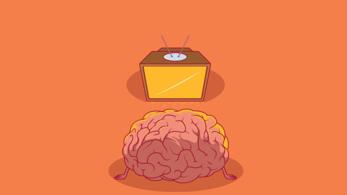 brain watching TV illustration