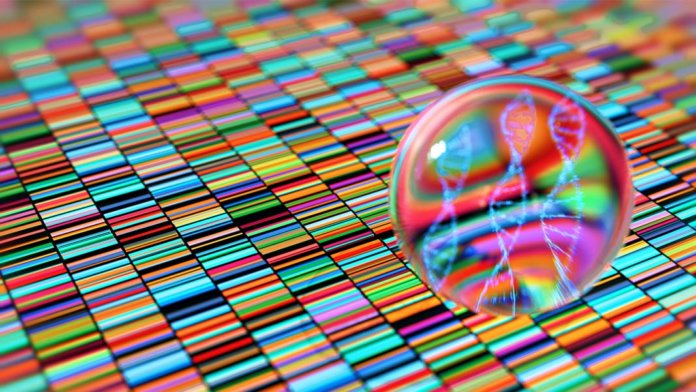 3D illustration colored DNA sequencing method