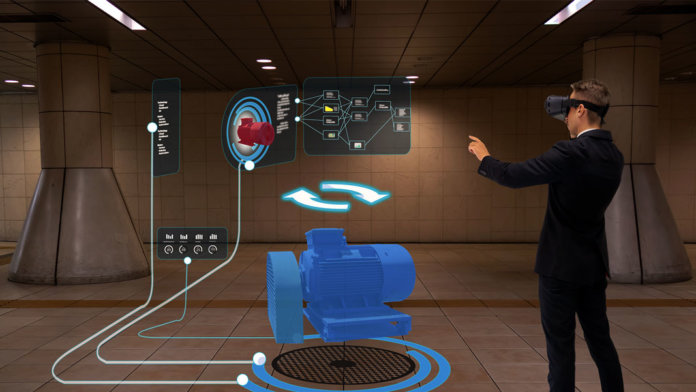 futuristic industry with smart technology using virtual reality