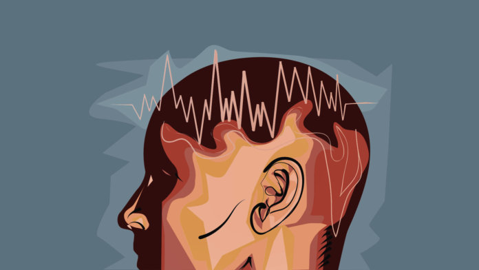 brain waves illustration man eeg