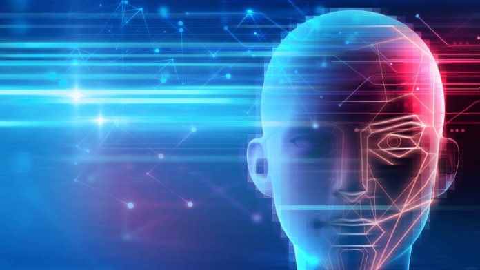 artificial intelligence robotic human head illustration