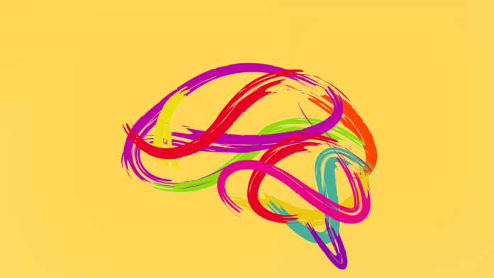 abstract brain made of creative paint strokes