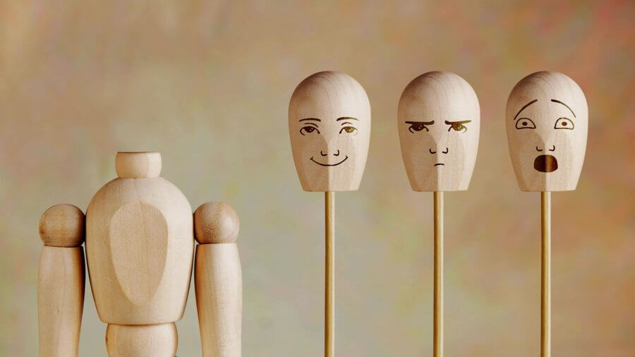 various human emotions wood model