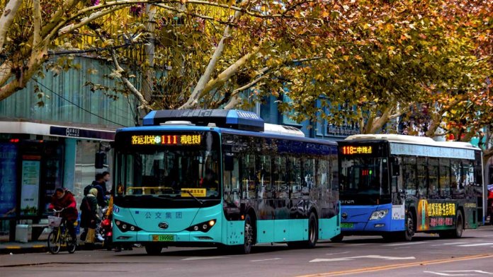 electric buses in China street future of energy
