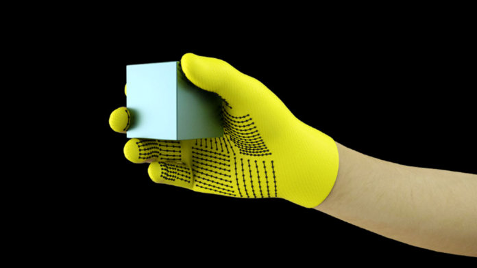 MIT sensor gloves grasp cube robotics