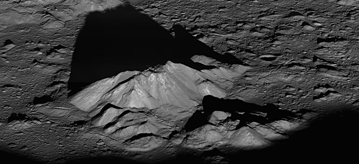 moon tycho crater mountain peak space