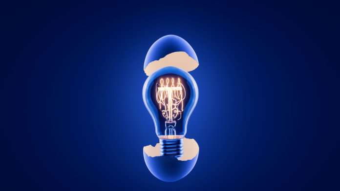 light bulb inside hatched egg new idea concept innovation