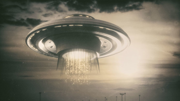 old UFO picture 3D illustration science fiction