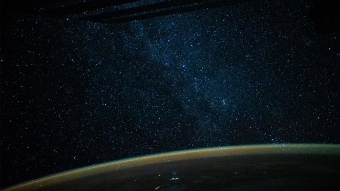 NASA Johnson Milky Way lights up orbital pass in space