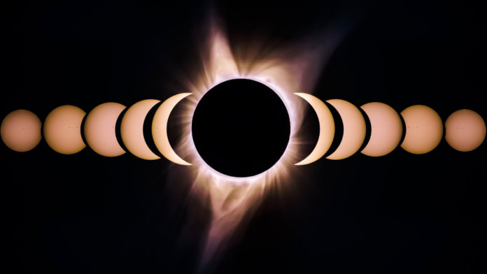moon and sun solar eclipse sequence