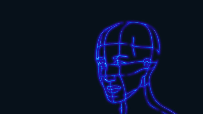 artificial intelligence biometric data face head wireframe