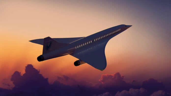 aviation sunset sky boom overture supersonic jet