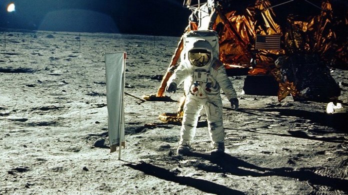 apollo 11 moon astronaut gold flag