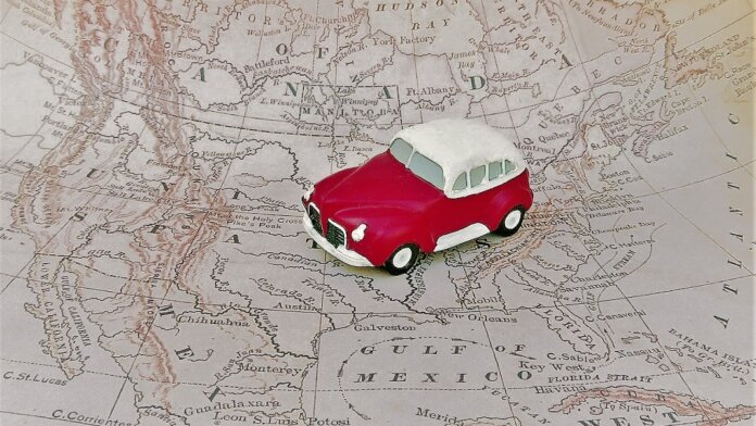 red car on map electric vehicle batteries CATL