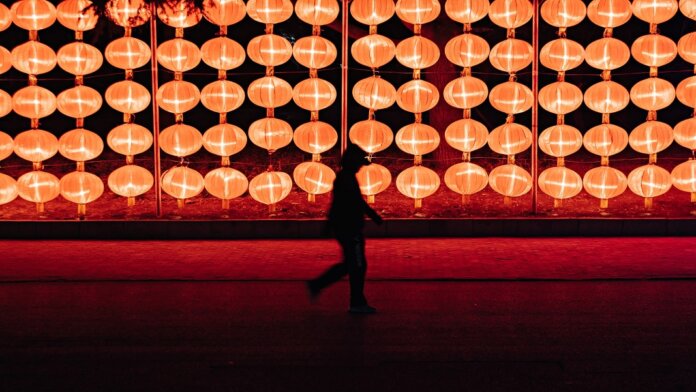 China artificial intelligence AI lanterns red