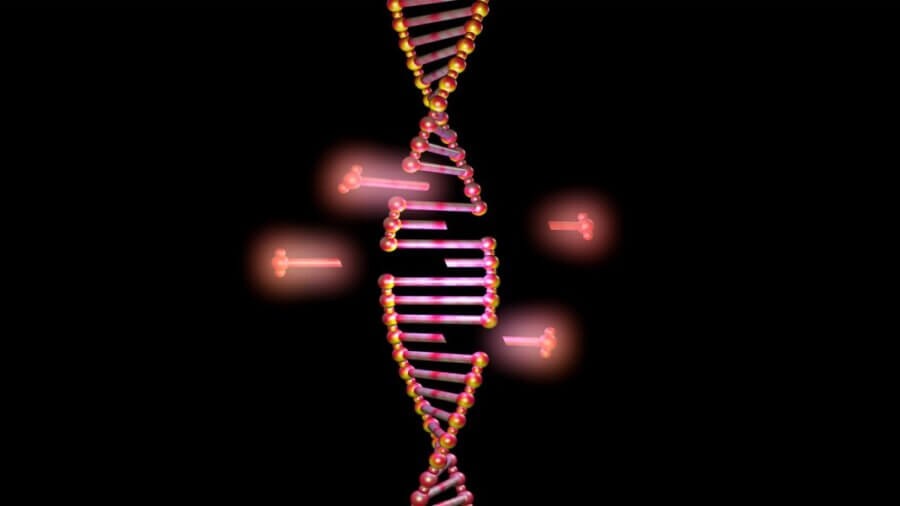 human genome gaps DNA on black background genetics