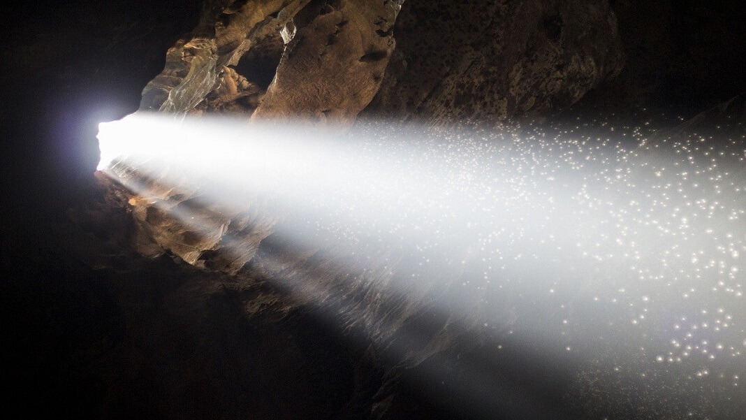 beam of light in cave optogenetics brain