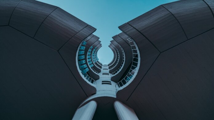 tech stories blue sky circle modern architecture building