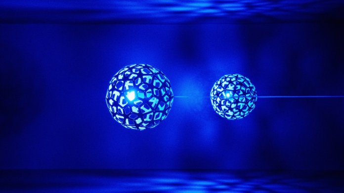 tech stories blue patterned spheres lights