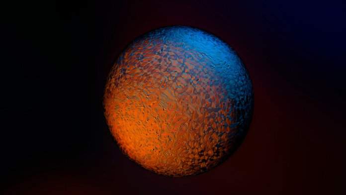 tech stories 3d sphere orange blue black background