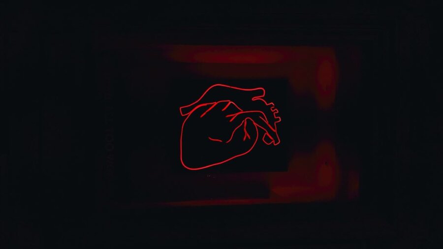 heart transplant red heart on black background