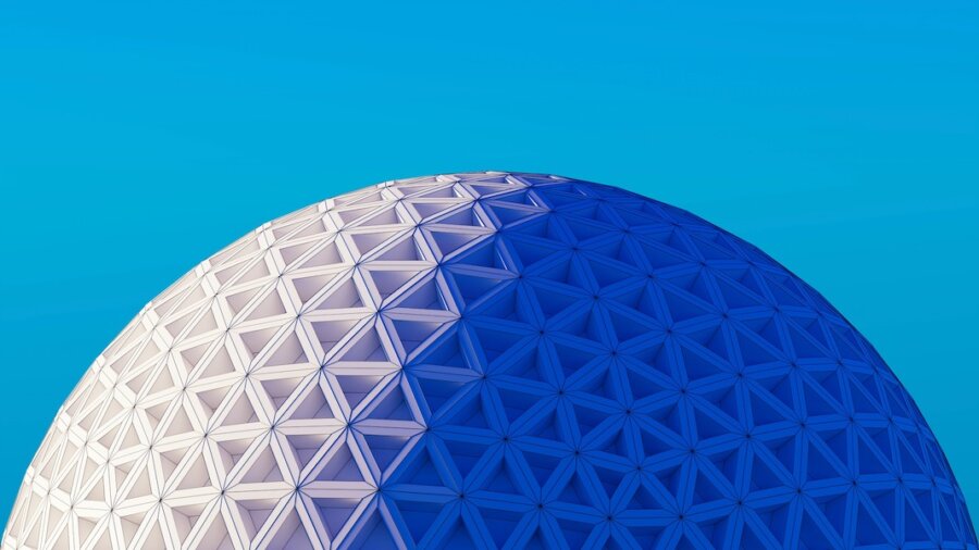 технические истории 3d купол треугольники голубое небо
