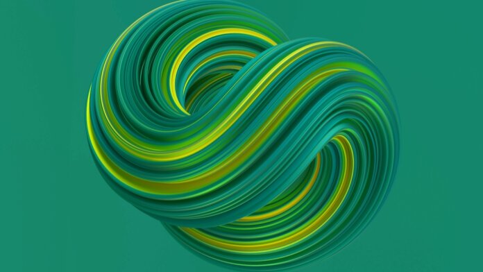 tech stories geometric twisting digital shape green yellow