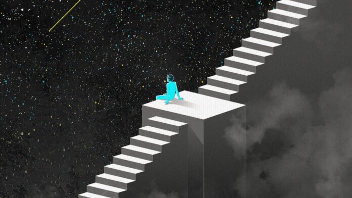longtermism stairs person stars contemplating vastness