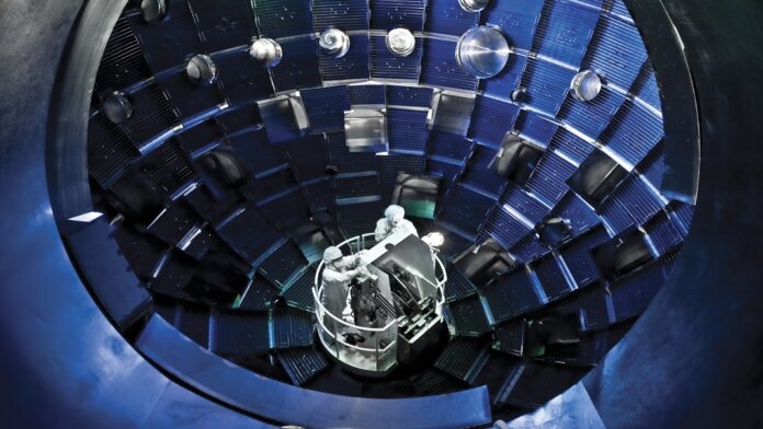 target chamber at the National Ignition Facility has been the site of a number of breakthroughs in fusion physics
