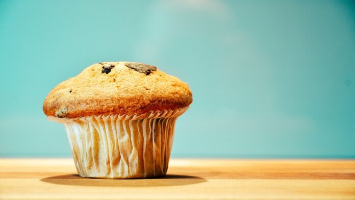 muffin on blue background