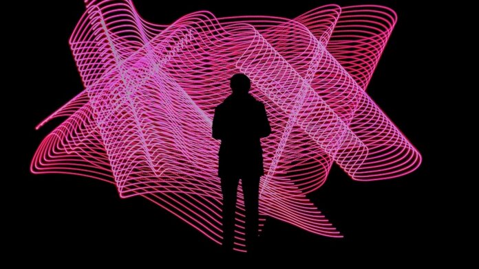 tech stories human silhouette pink lights