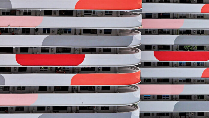 tech stories colorful curves architecture apartment building
