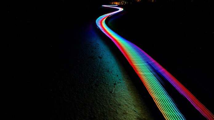 double slit experiment physics beam of rainbow light